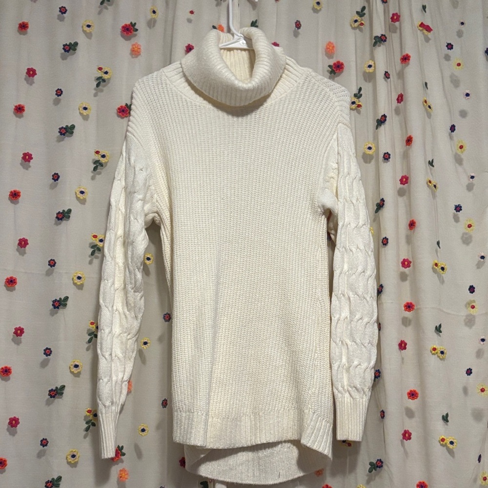 St. John's Bay Elegant Cream Cowl Neck Sweater